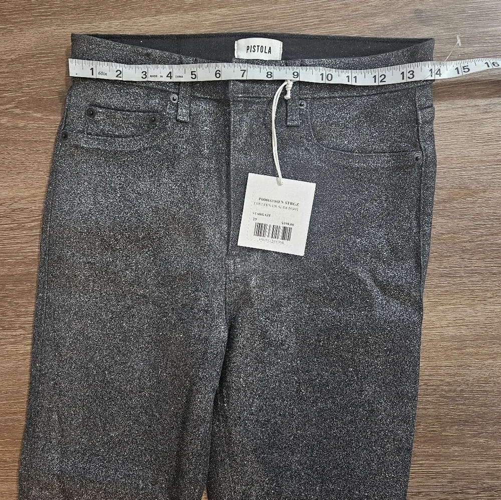 Pistola Colleen High Rise Stargaze Black Glitter Slit Bootcut Jeans 29 NWT